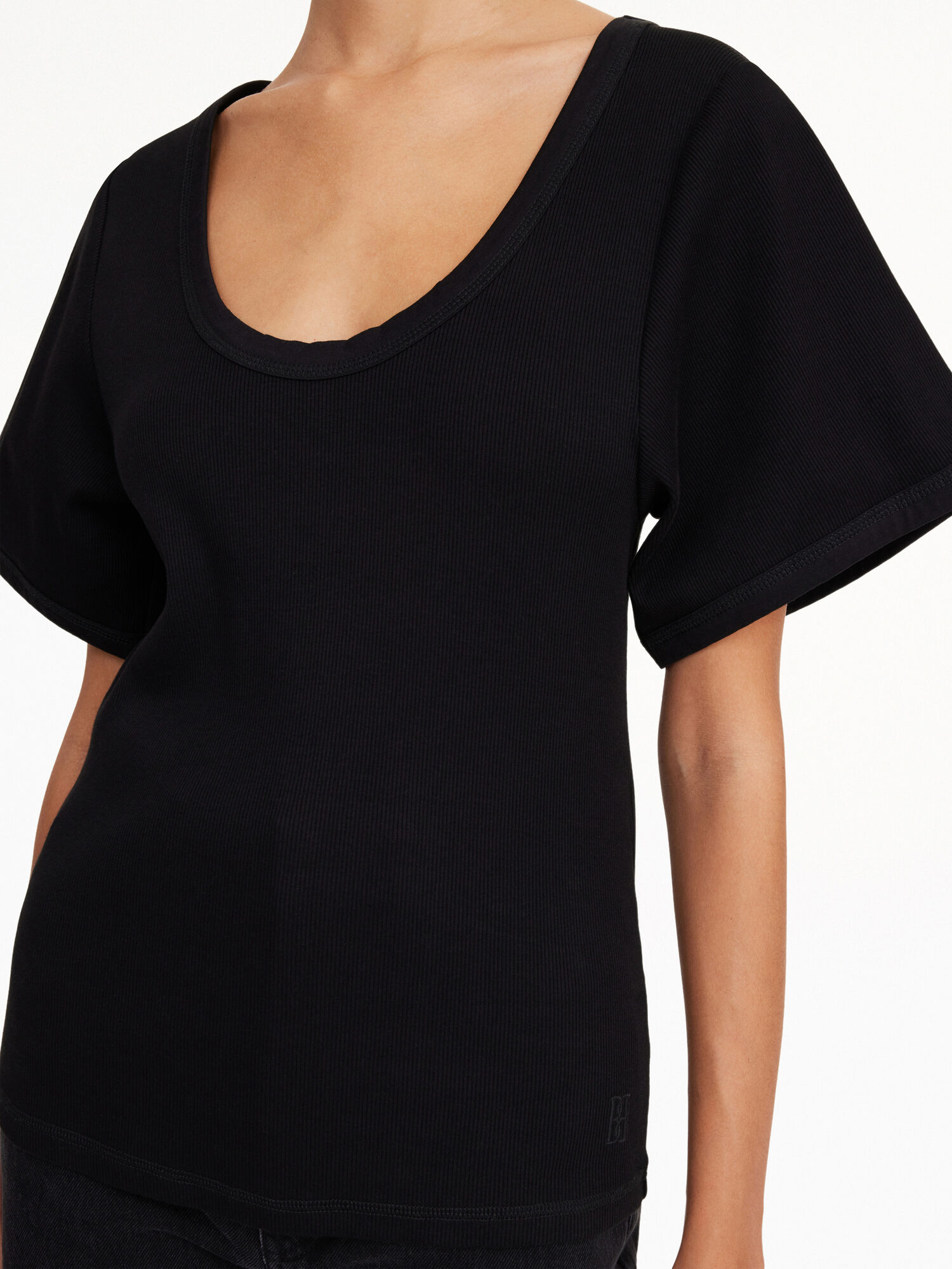 By Malene Birger Lunai T-shirt Tops Black | UK_BB28979