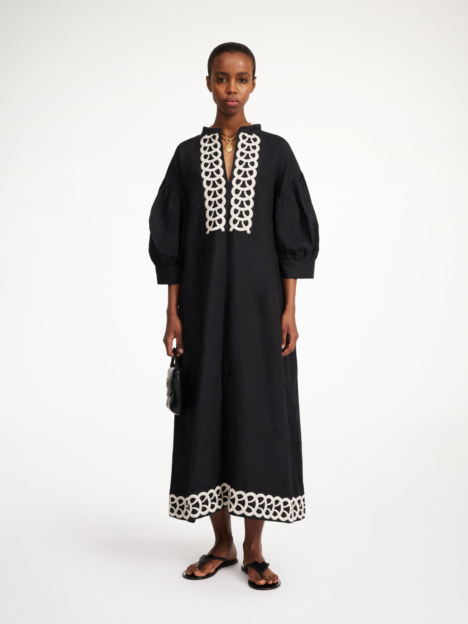 By Malene Birger Lydea Linen Maxi Dress Black | UK_BB31941