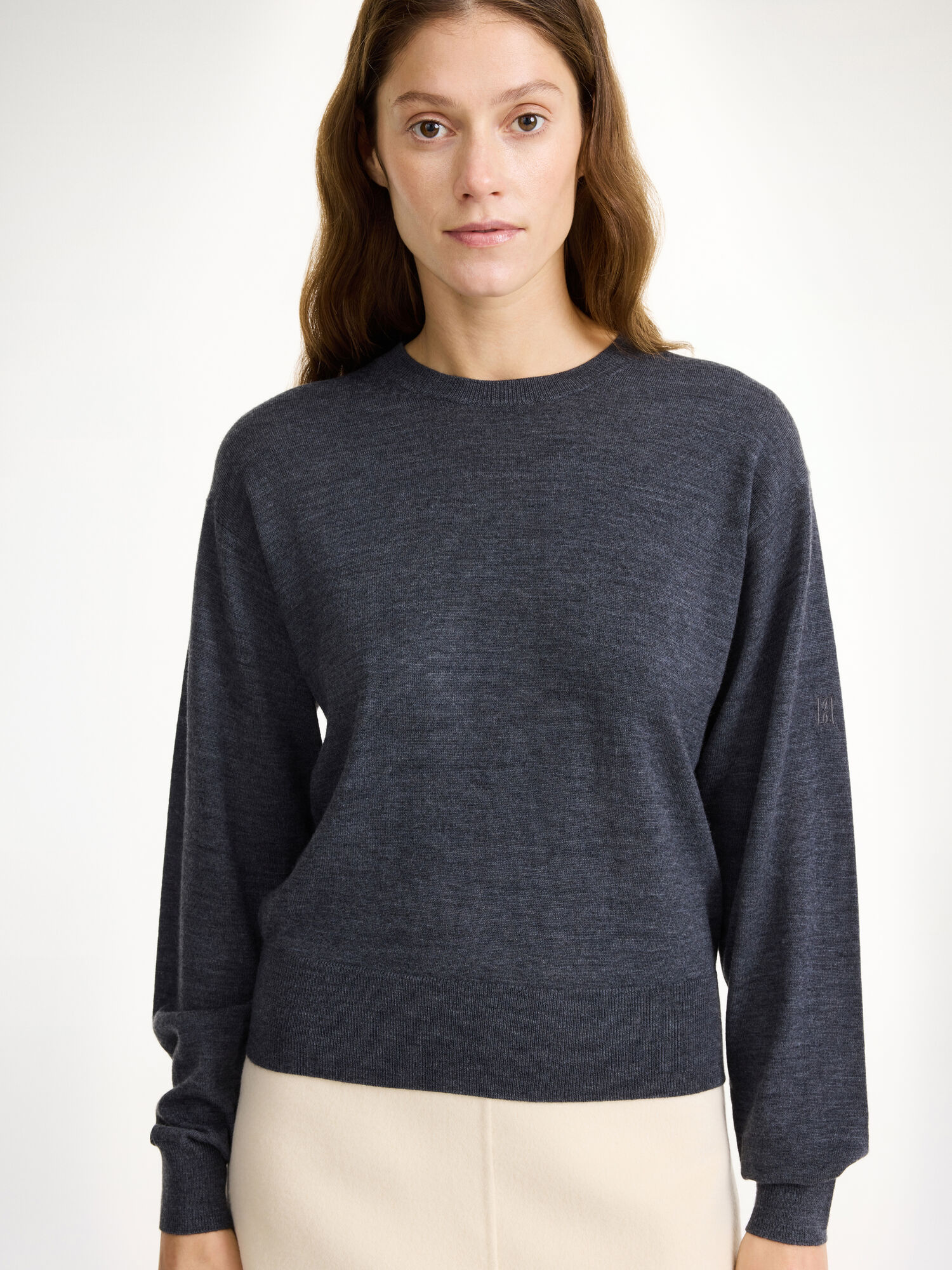 By Malene Birger Mantea Merino Wool Sweater Knitwear Jet grey | UK_BB36025