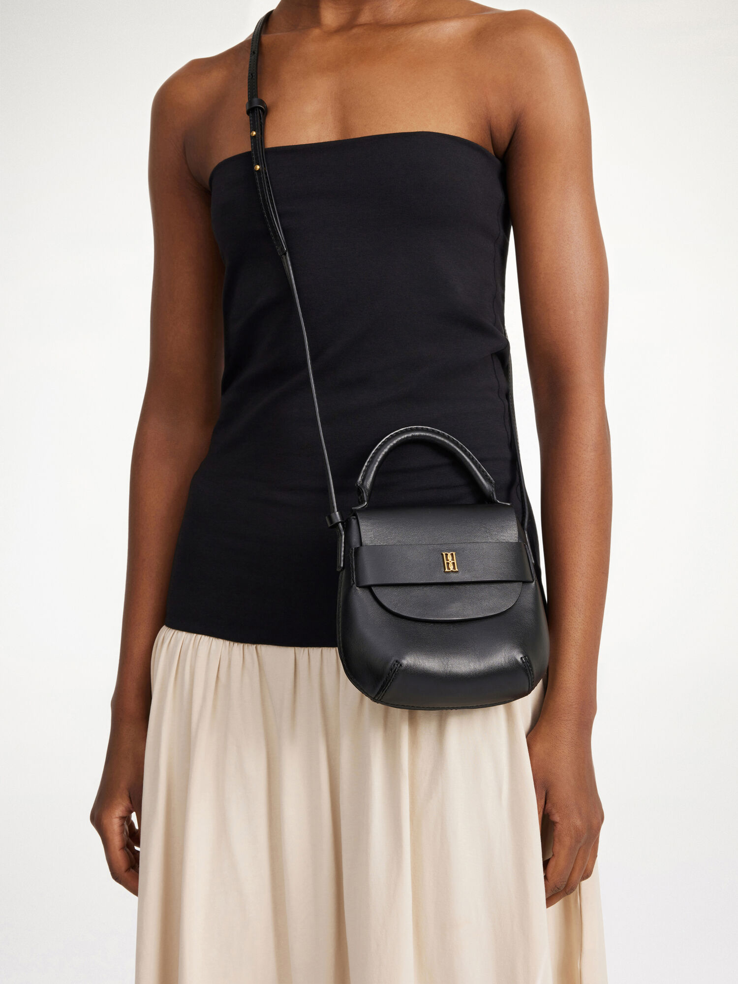 By Malene Birger Meela Leather Shoulder Bags Black | UK_BB19723