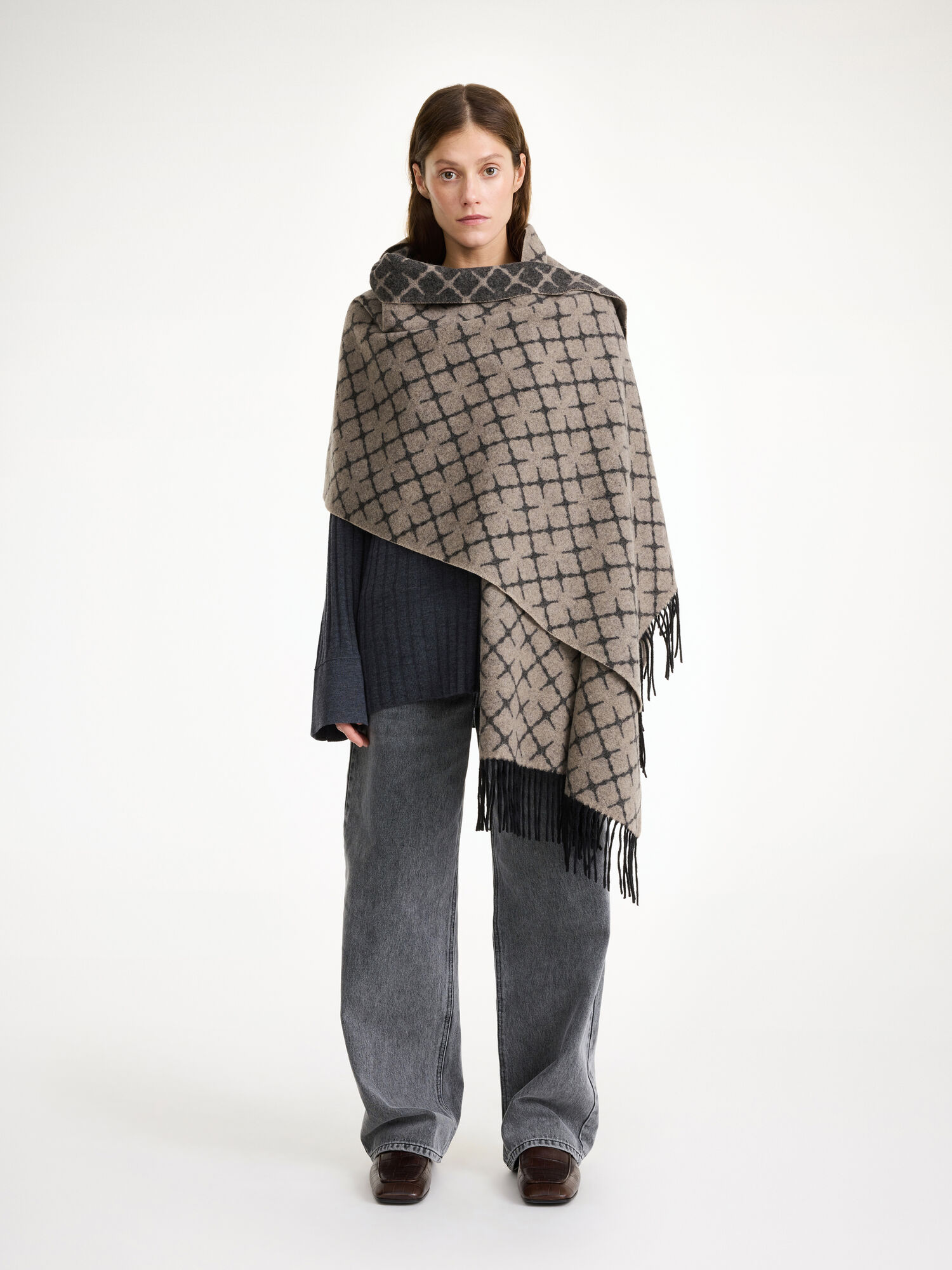 By Malene Birger Ortega Cashmere-blend Scarves Grey Brown Melange | UK_BB88005