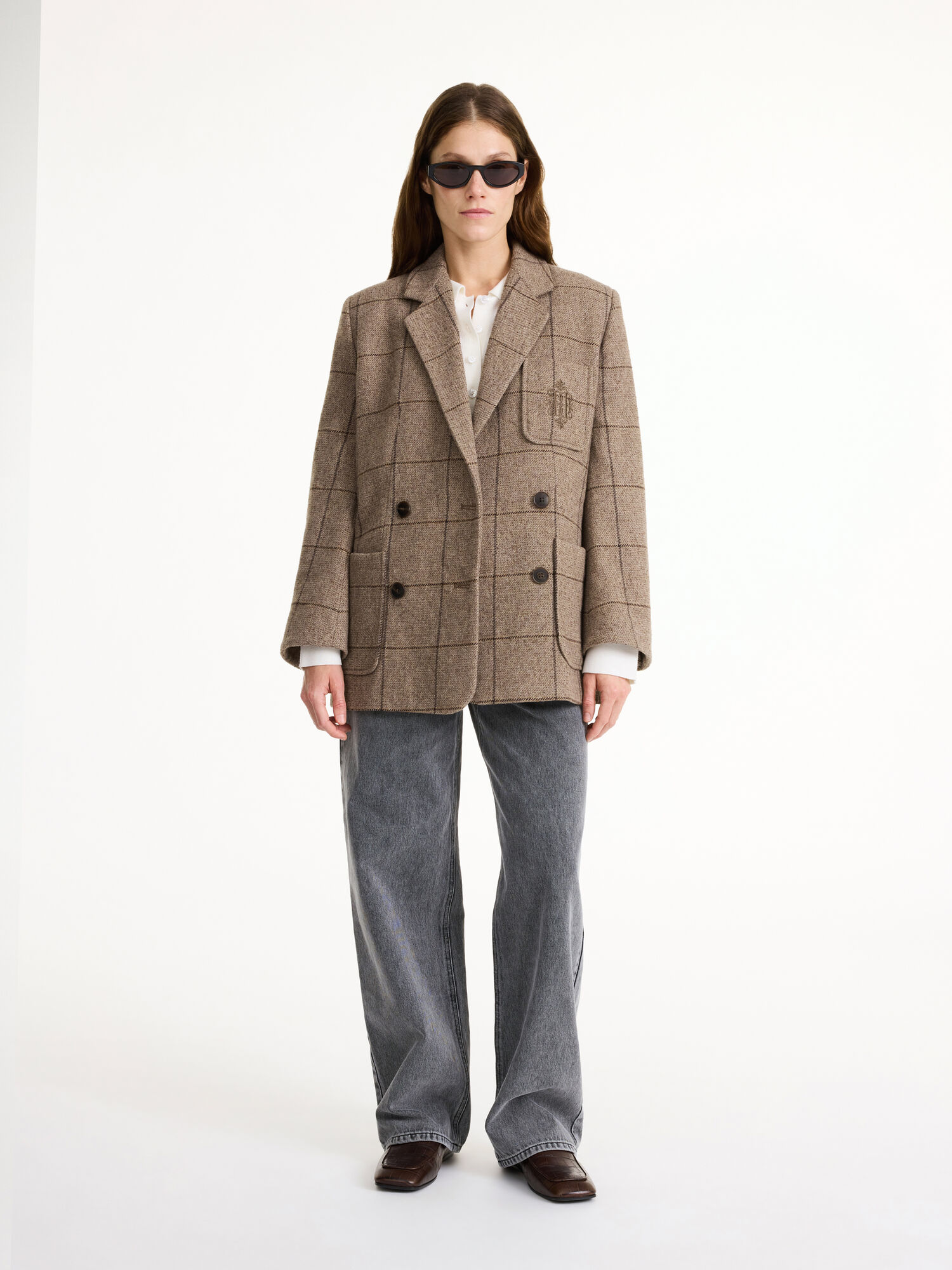 By Malene Birger Railey Double-breasted Blazers Autumn check | UK_BB50979