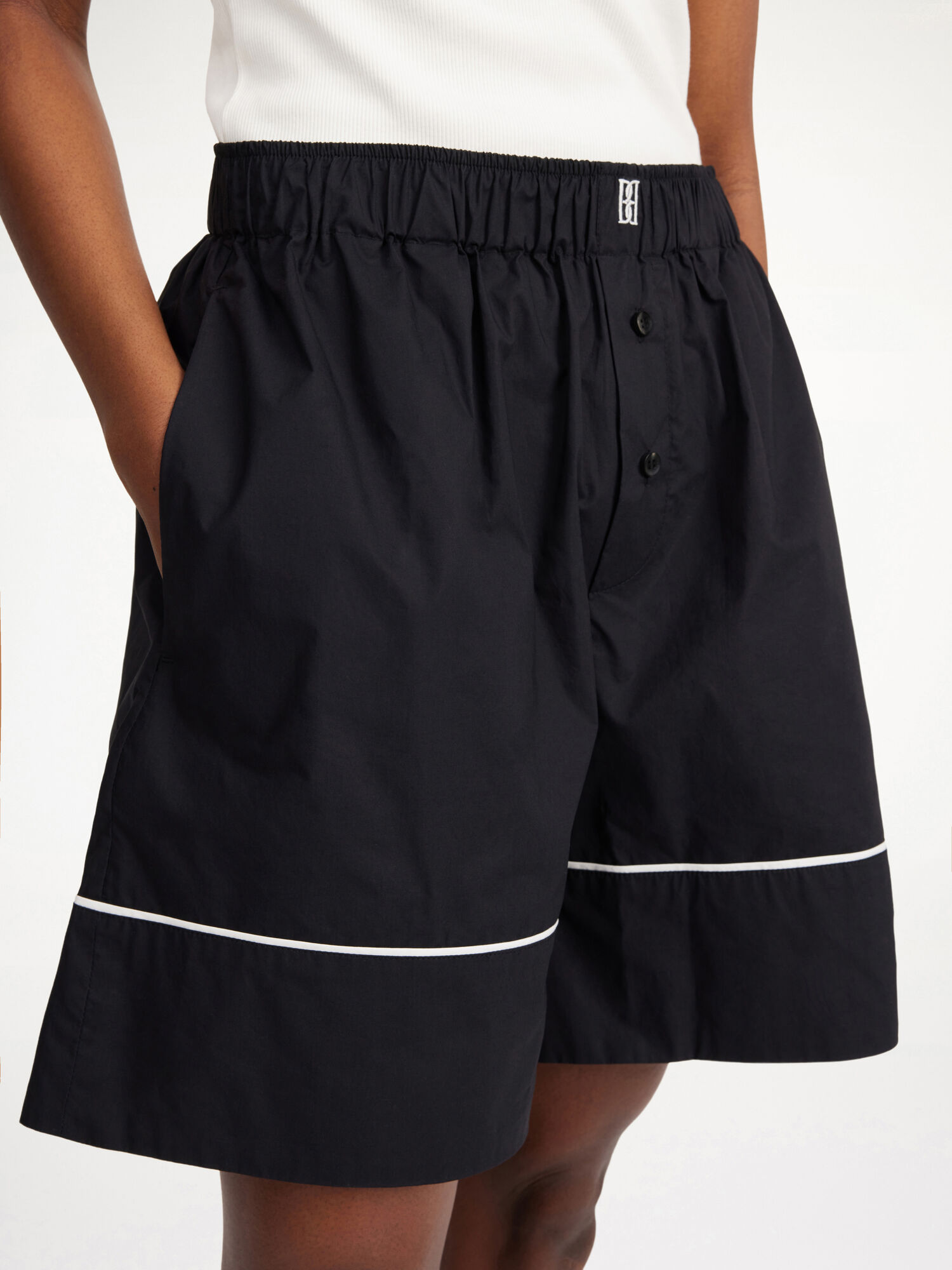 By Malene Birger Siara Organic Cotton Shorts Black | UK_BB30605