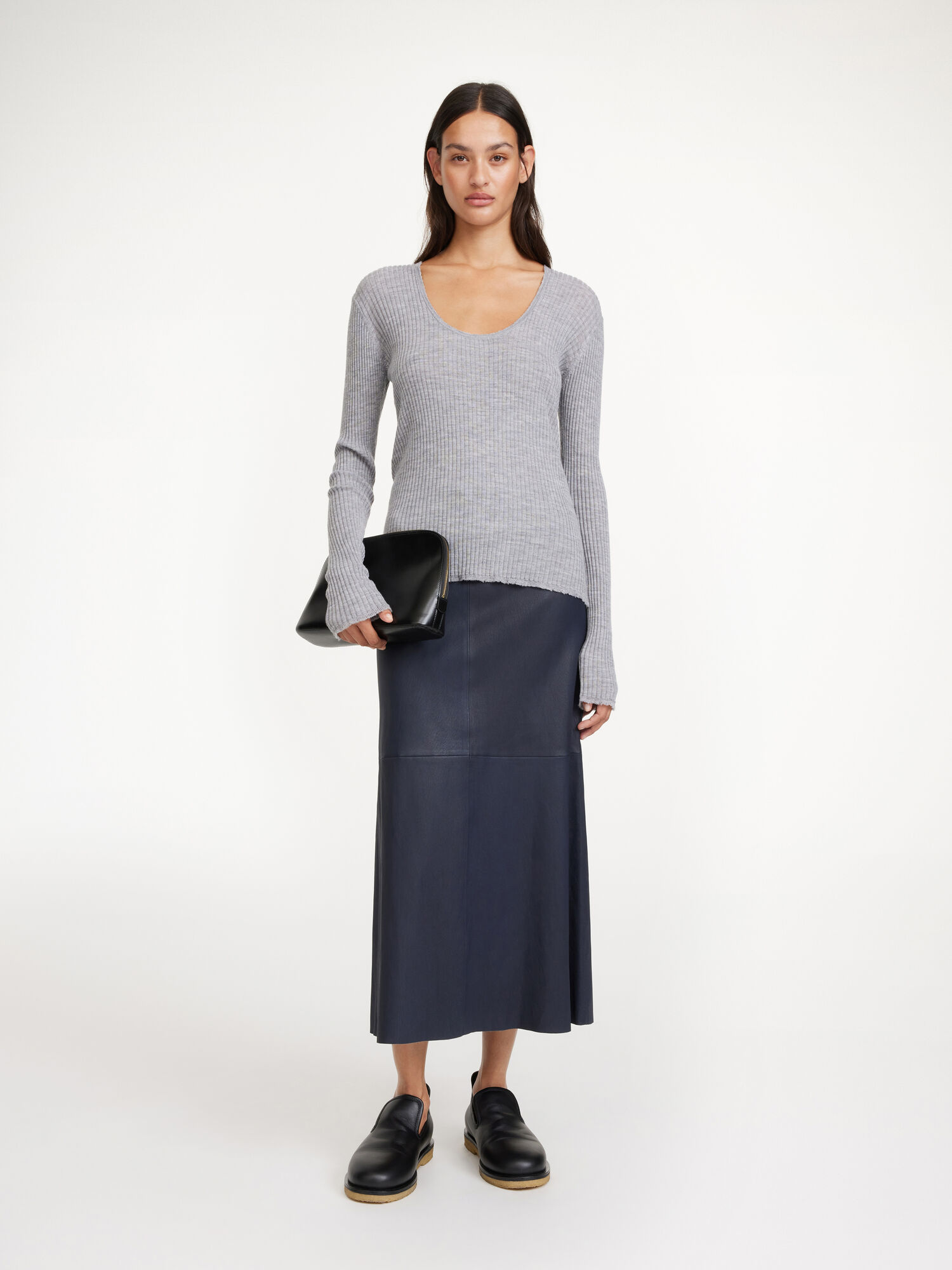 By Malene Birger Simoas Leather Skirts Navy Blazer | UK_BB63627