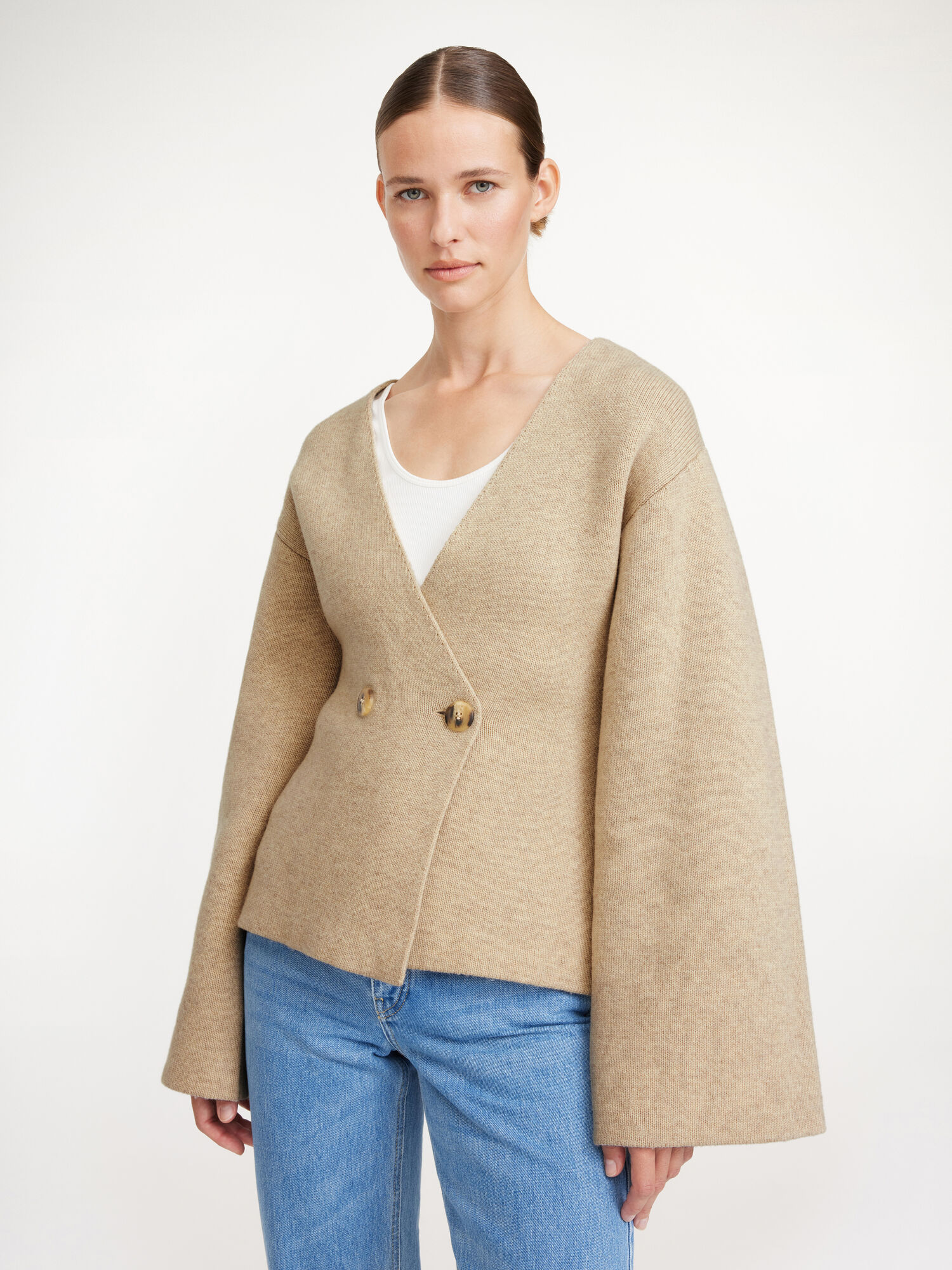 By Malene Birger Tinley Wool Cardigan Knitwear Twill Beige | UK_BB33949