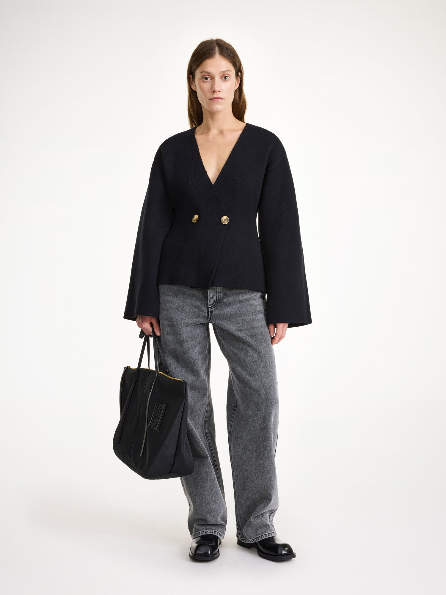 By Malene Birger Tinley Wool-blend Cardigan Knitwear Black | UK_BB35837