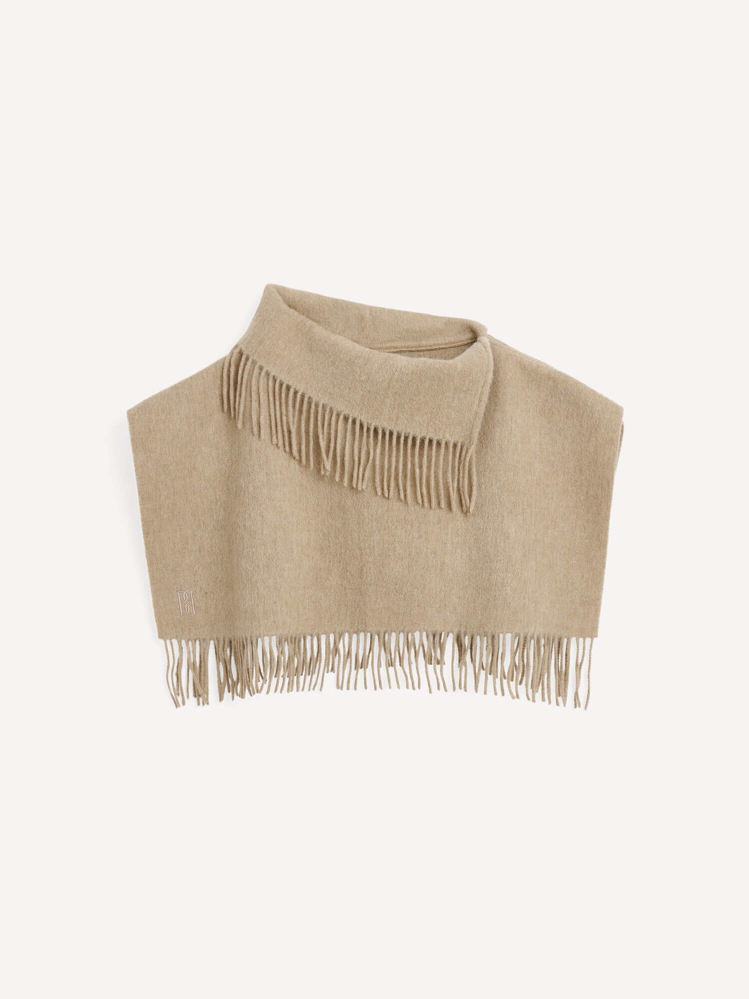 By Malene Birger Turtla Wool Fringe Bib Scarves Grey Brown Melange | UK_BB81126