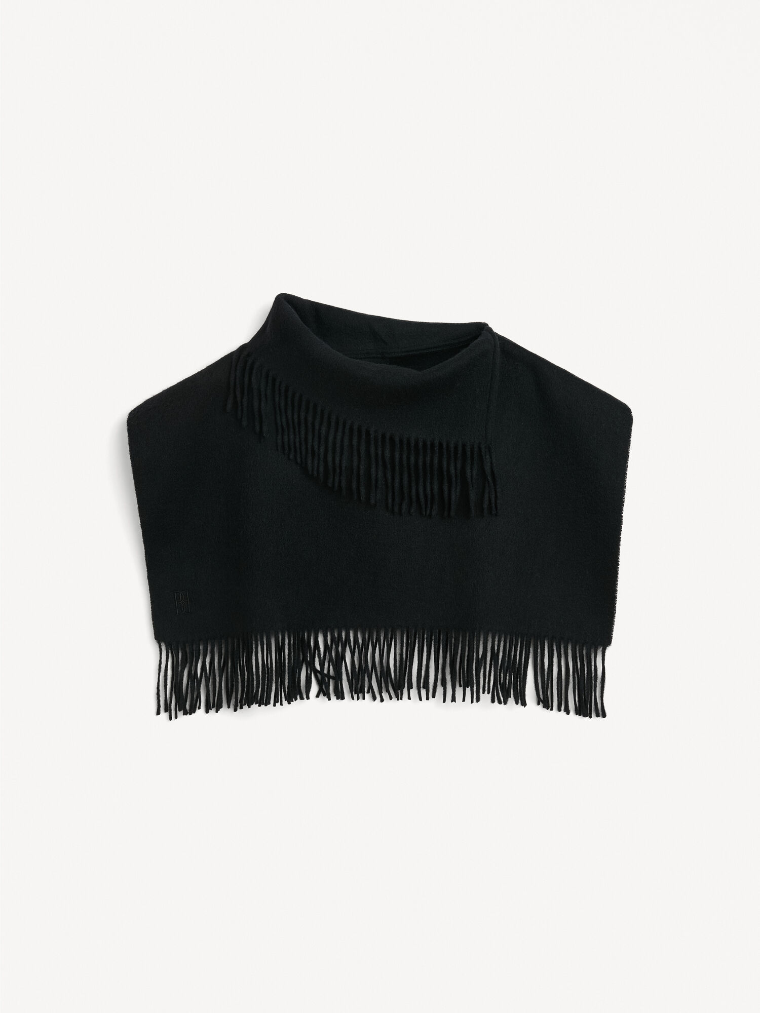 By Malene Birger Turtla Wool Fringe Bib Scarves Black | UK_BB94854