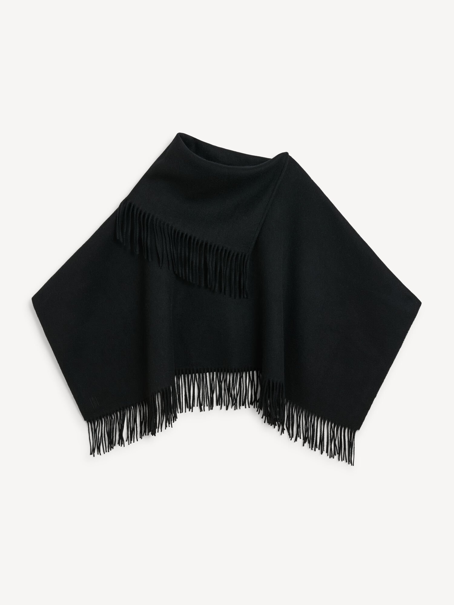 By Malene Birger Turtma Wool Fringe Bib Scarves Black | UK_BB77227