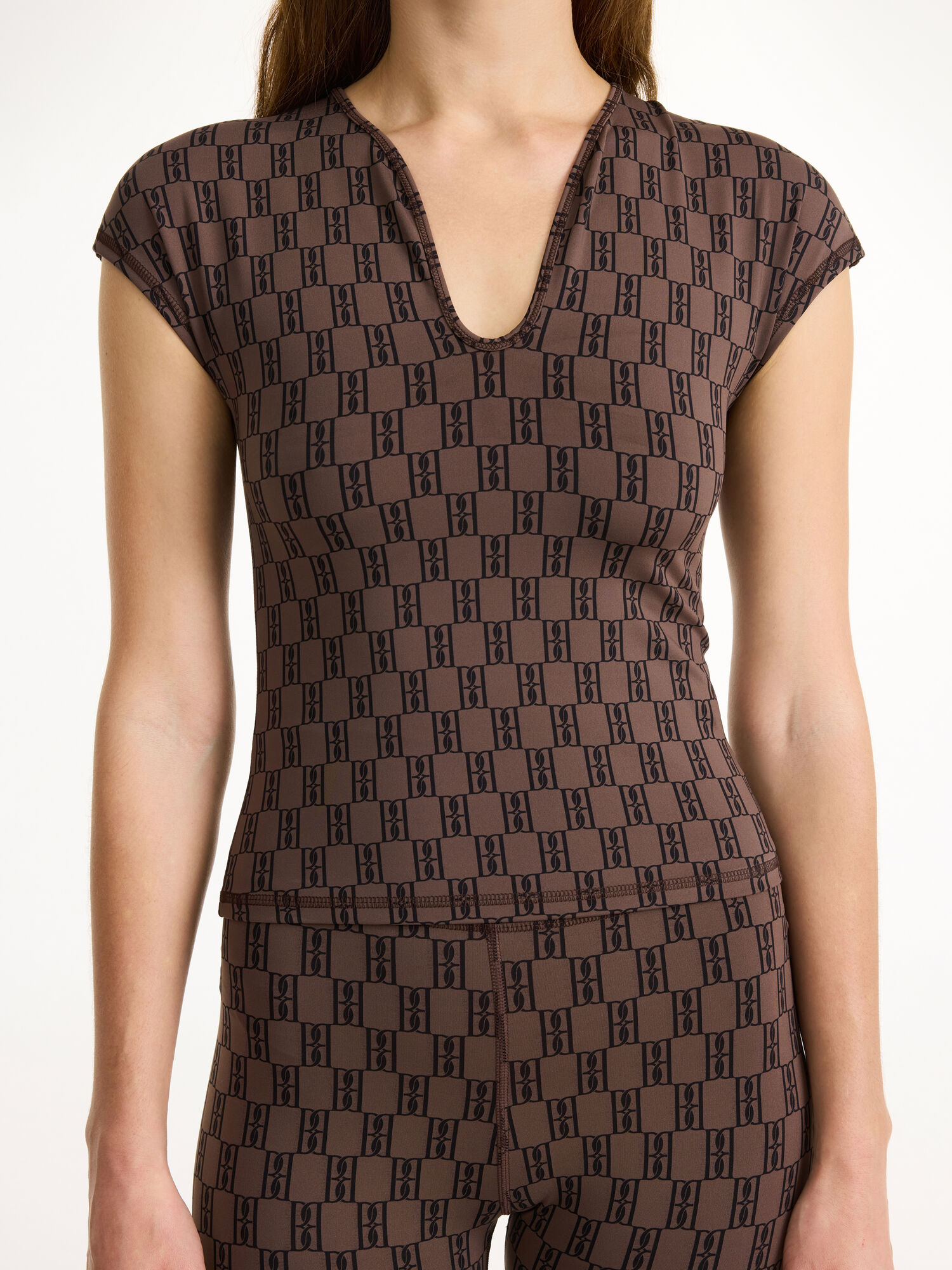 By Malene Birger Venazia Athletic Top Athleisure Wear Dark Mahogany | UK_BB61291